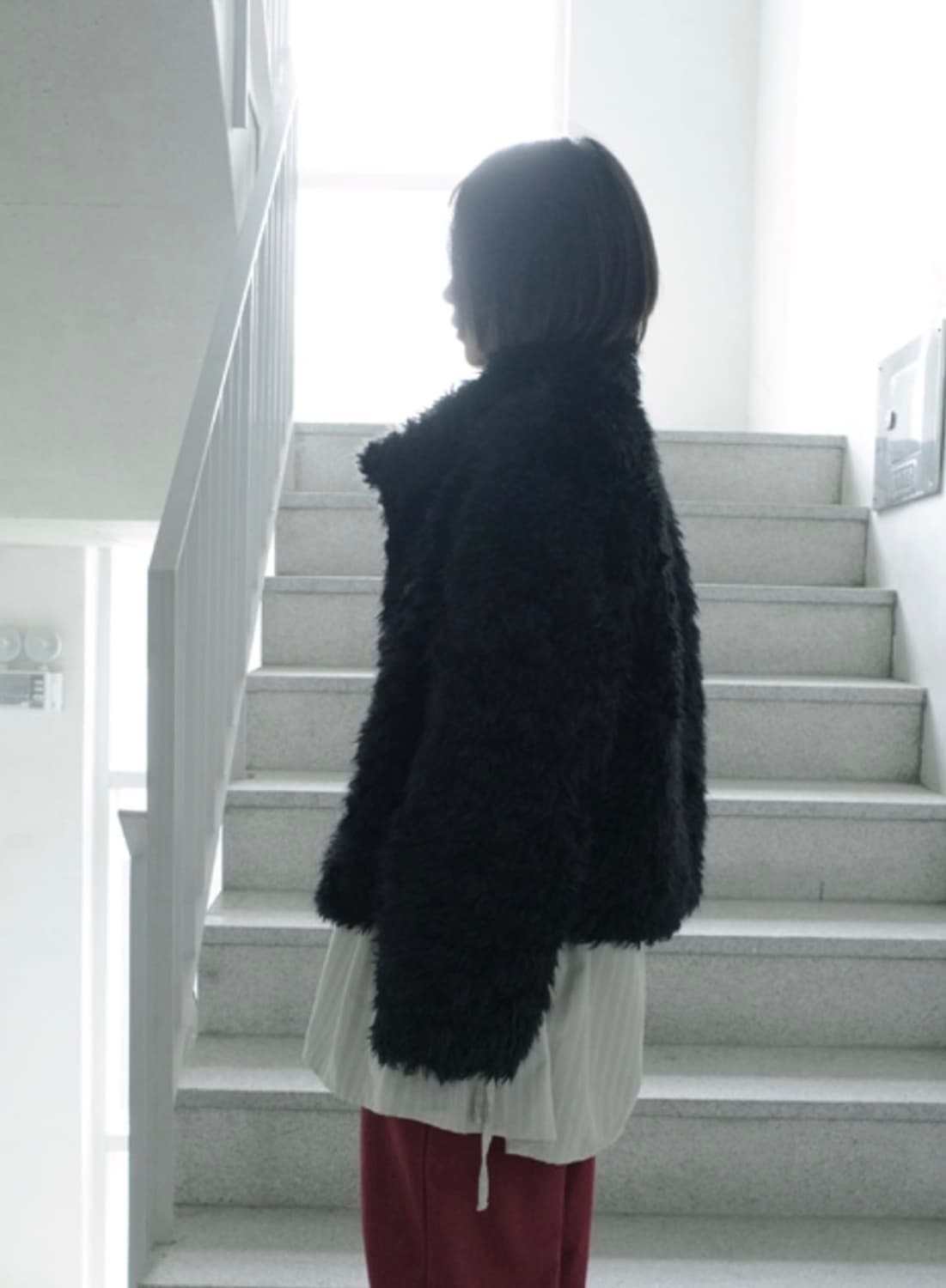 당일배송) 에프터먼데이 베이비 퍼 자켓 블랙 상품이미지2