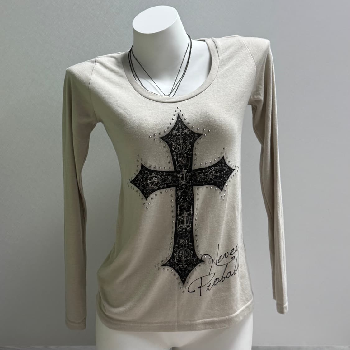Vintage y2k punk cross cubic long sleeve 상품이미지2