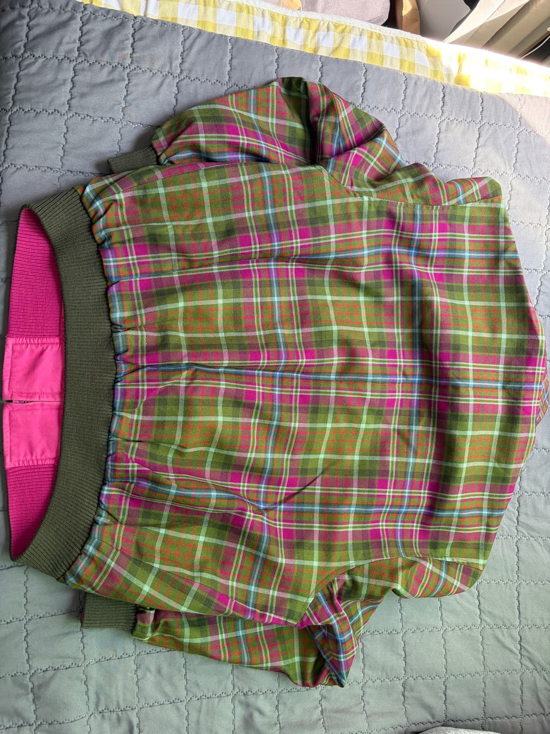 [M] 라코스테 리버서블 체크 블루종 자켓 핑크 상품이미지9