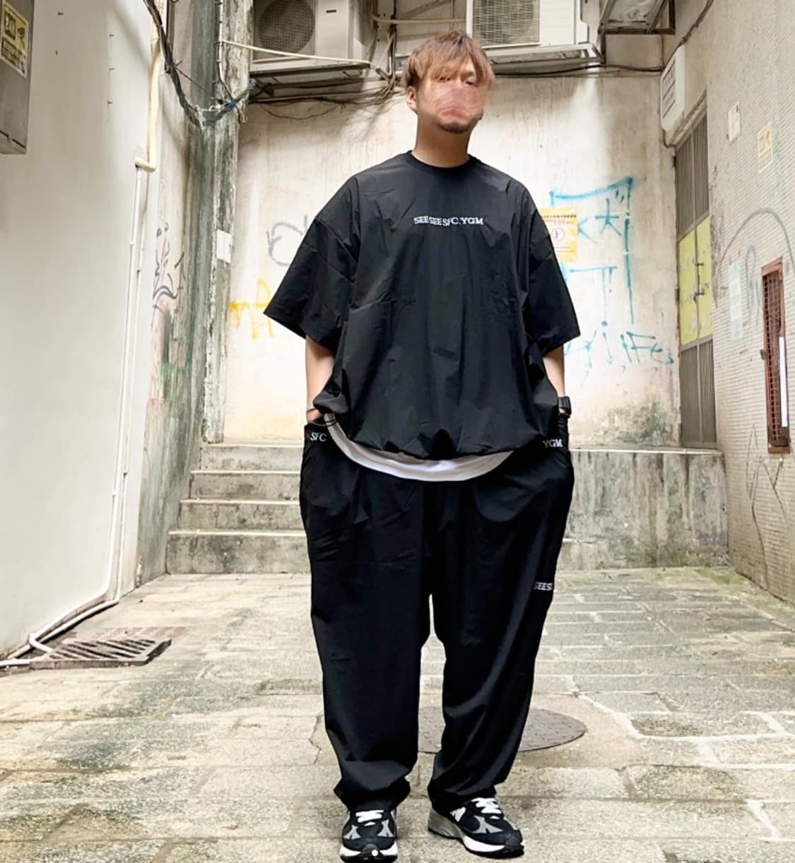 SEESEE x S.F.C x YGM 빅 나일론 크루넥 블랙 XL 상품이미지10