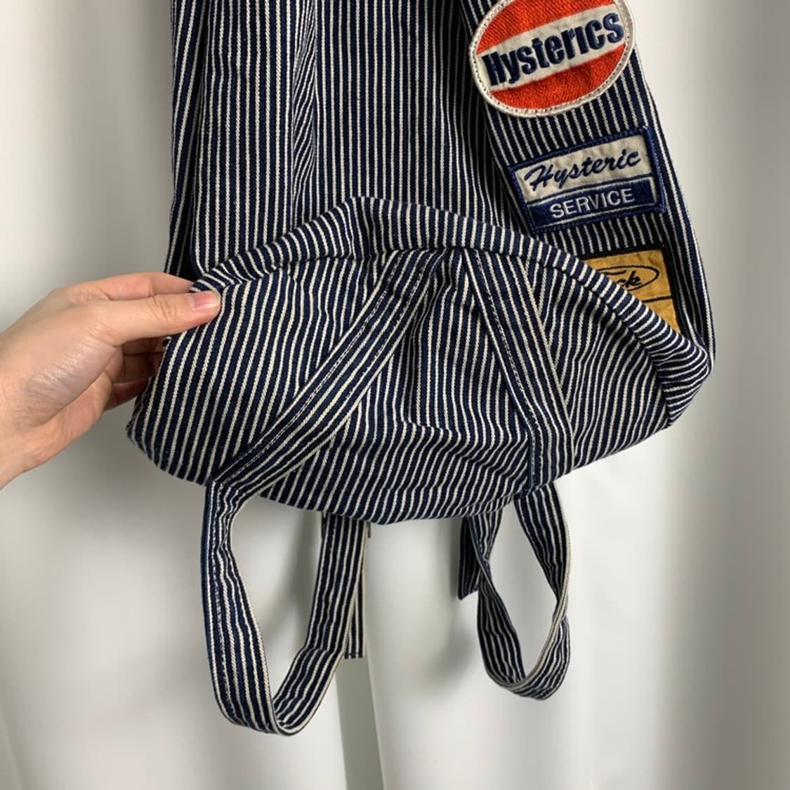 Navy stripe bucket back pack logo patch 상품이미지5