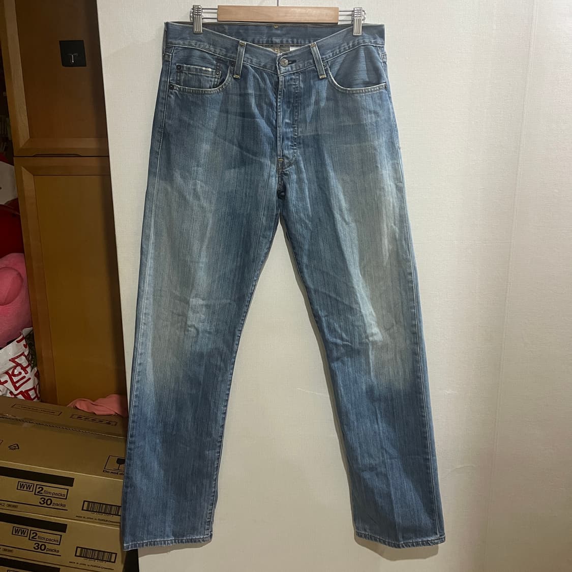 (34/34) 리바이스 501 워싱 스트레이트핏 데님 청바지 상품이미지1