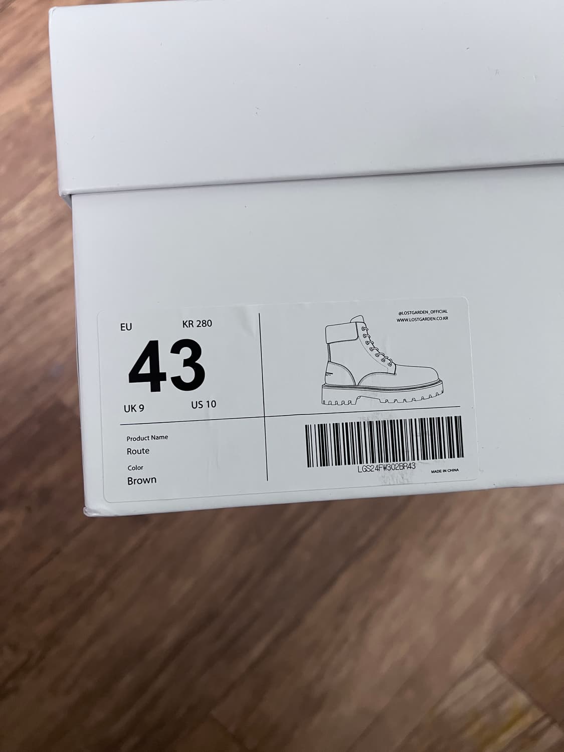 [새상품, 43] 로스트가든 루트 route 브라운 부츠 워커 280 상품이미지4