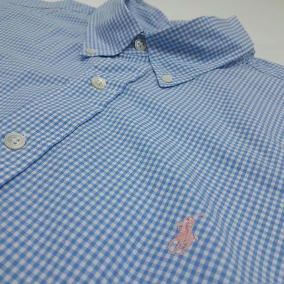 CN786 XL 폴로 랄프로렌 스카이블루 마이크로타탄체크 긴팔 셔츠 남방 상품이미지5