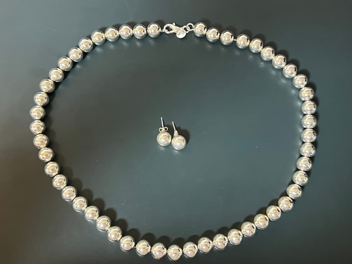 은볼 귀걸이+목걸이 셋트(10mm) 상품이미지1