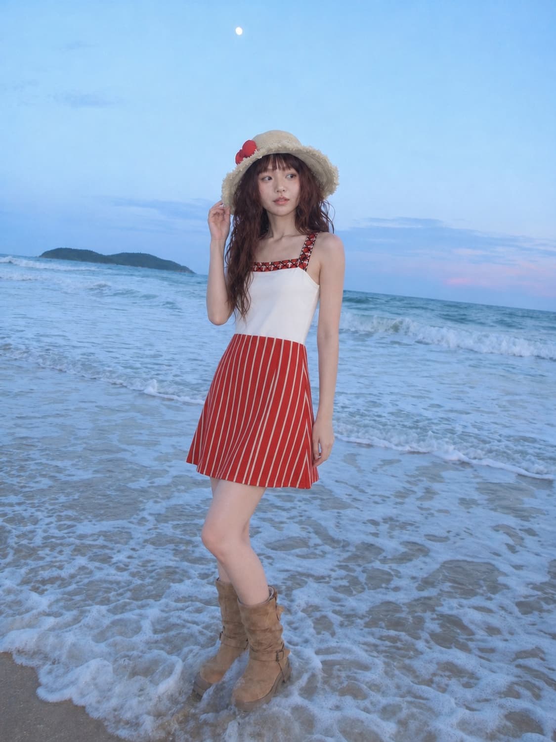 Y2K 레드 스트라이프 원피스 상품이미지1