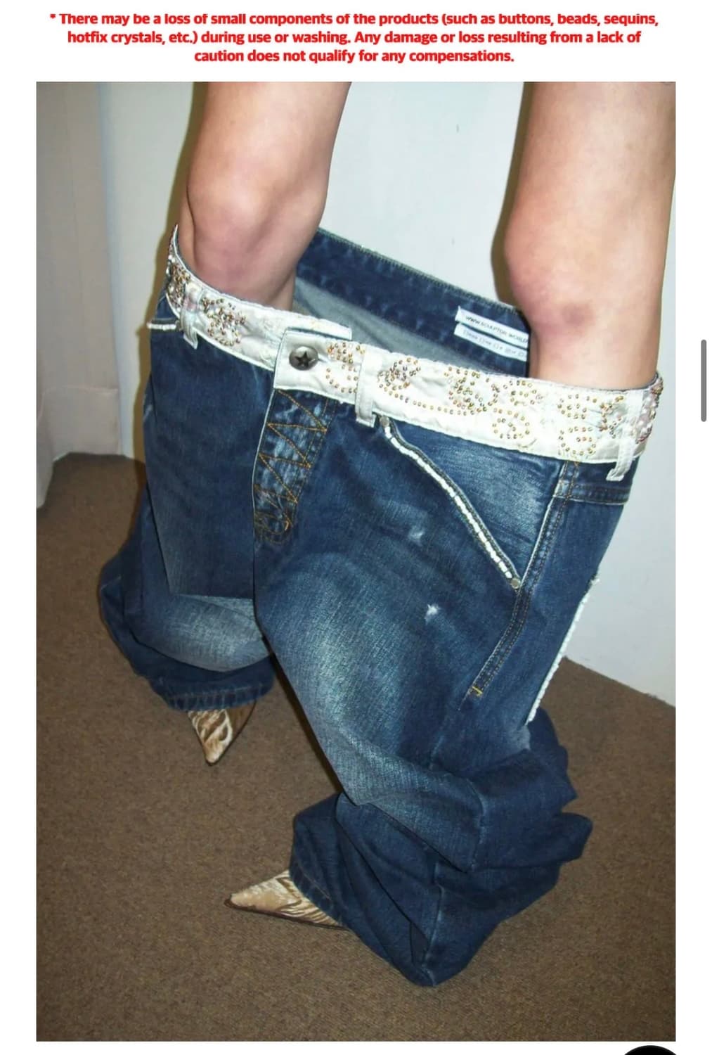 스컬프터Beaded Waist Denim Pants Indigo Blue 상품이미지1