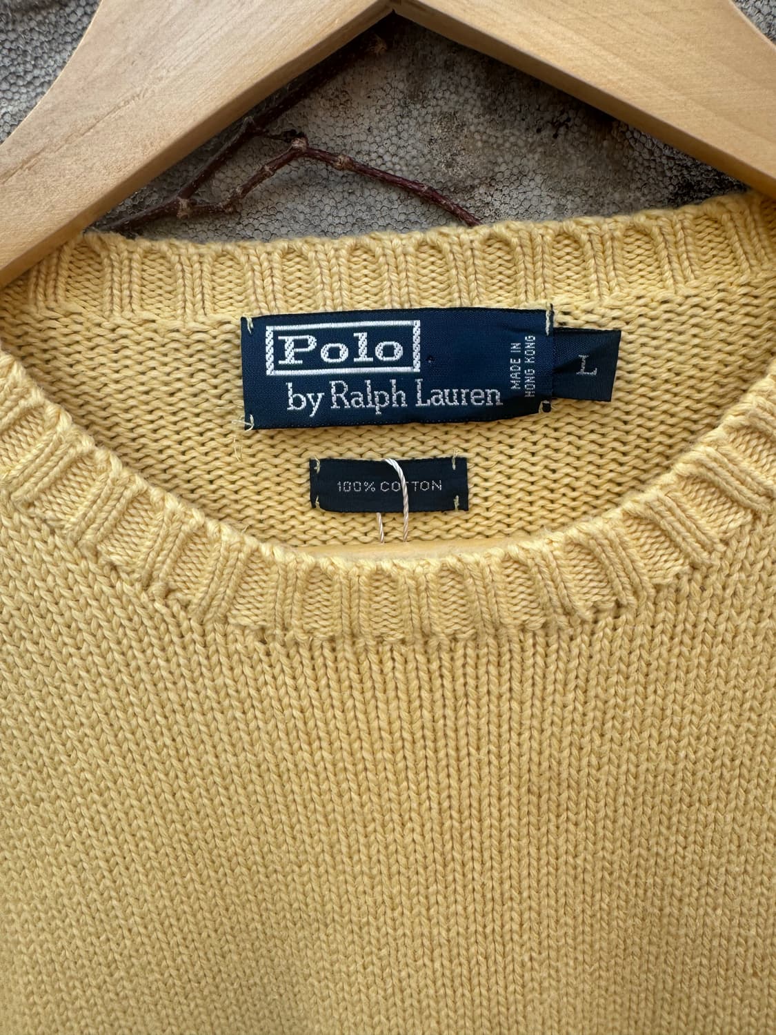 90s 폴로 랄프로렌 빈티지 코튼 니트 옐로우 L 상품이미지5