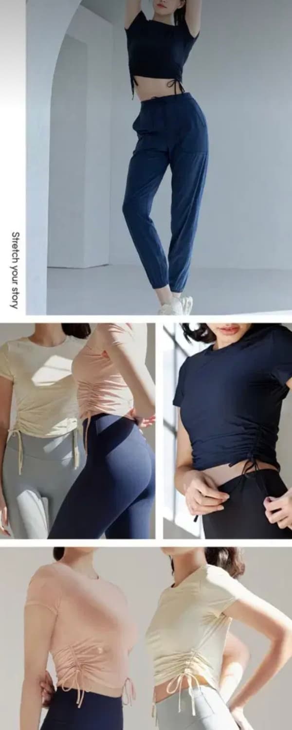 (새상품) 안다르 셔링 숏슬리브 블랙 상품이미지3