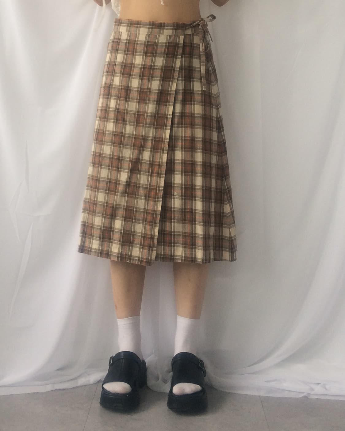 Check pattern wrap skirt 상품이미지5
