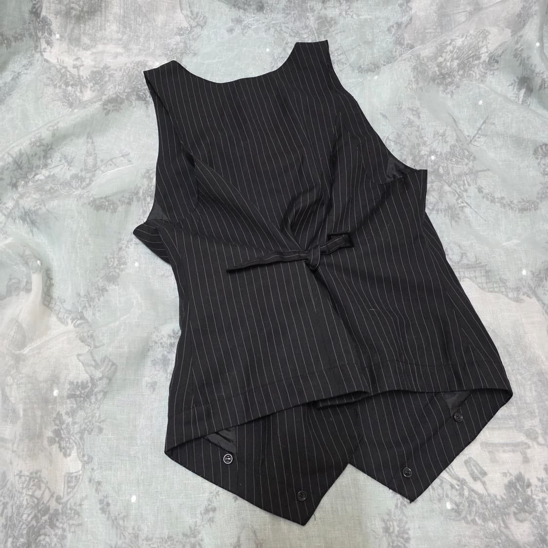 빈티지 블랙 공겜여주 스트라이프 펑크 자켓 y2k 갸루 긱시크 상품이미지4