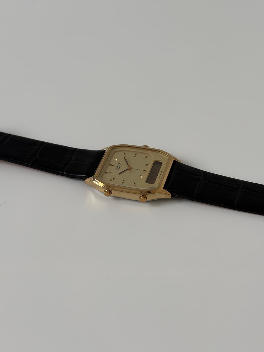 1980s Texture Dial Gold Tank Ana-Digi 상품이미지5