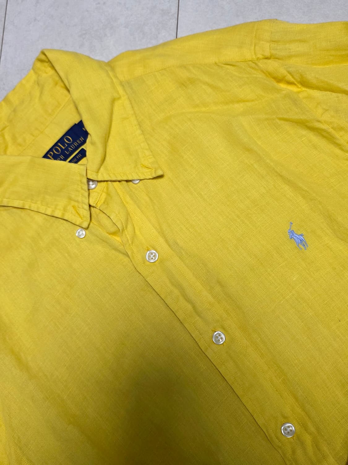 qr인식 폴로 랄프로렌 클래식핏 셔츠 M 옐로우 새상품급 남성 100 상품이미지1