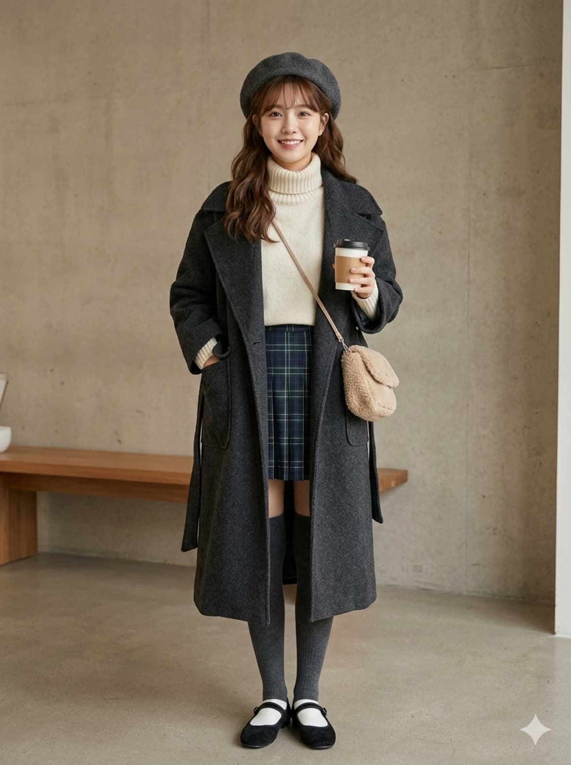 OUR 울 캐시미어 벨티드 롱 코트 상품이미지1