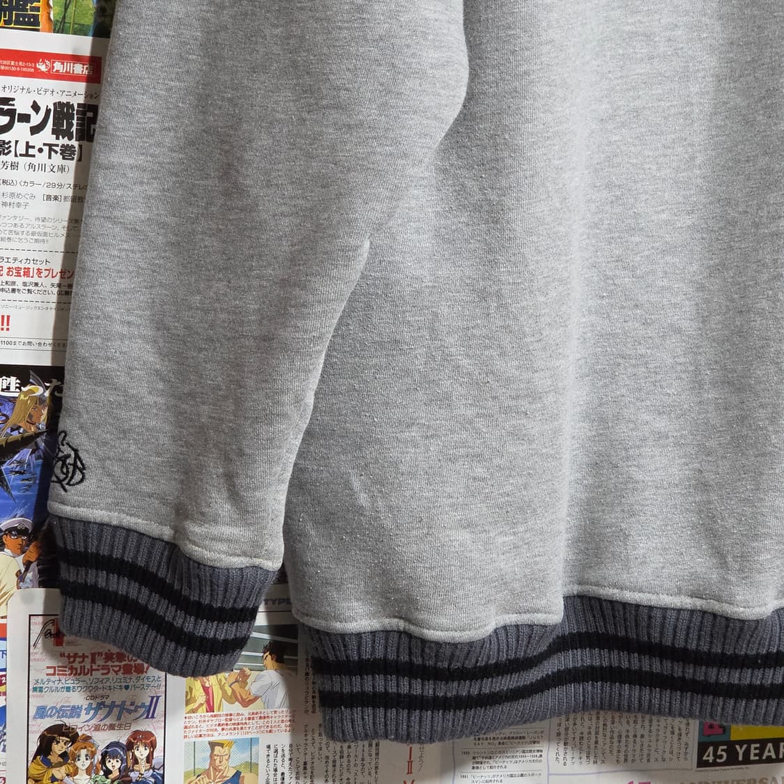 JPN 빈티지 자수 오버핏 그레이 기모 후드집업 상품이미지8