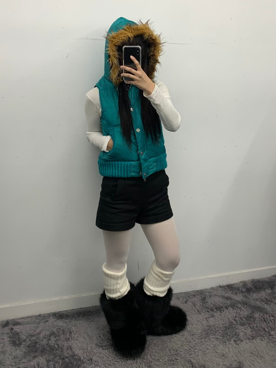 민트 Y2k 퍼 다운 베스트 상품이미지2