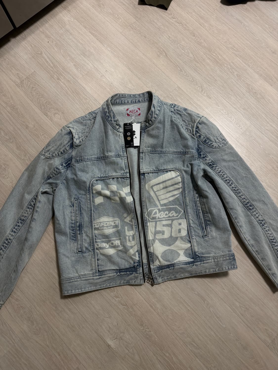 에이카화이트 바이커 데님 자켓 L 상품이미지1