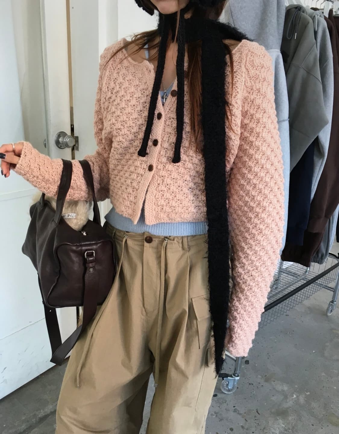 브리드 그레이프 울 가디건 (pink) 상품이미지3