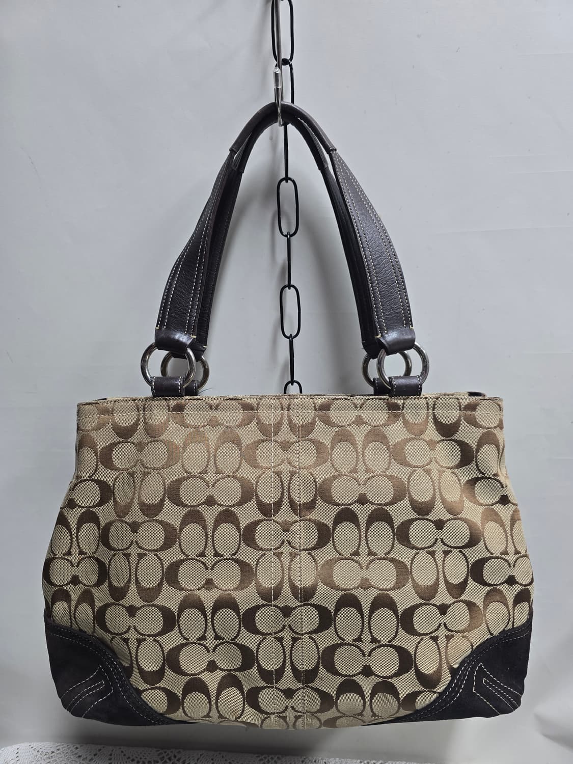 코치 자가드. 스웨이드 숄더백(보부상백) 상품이미지2