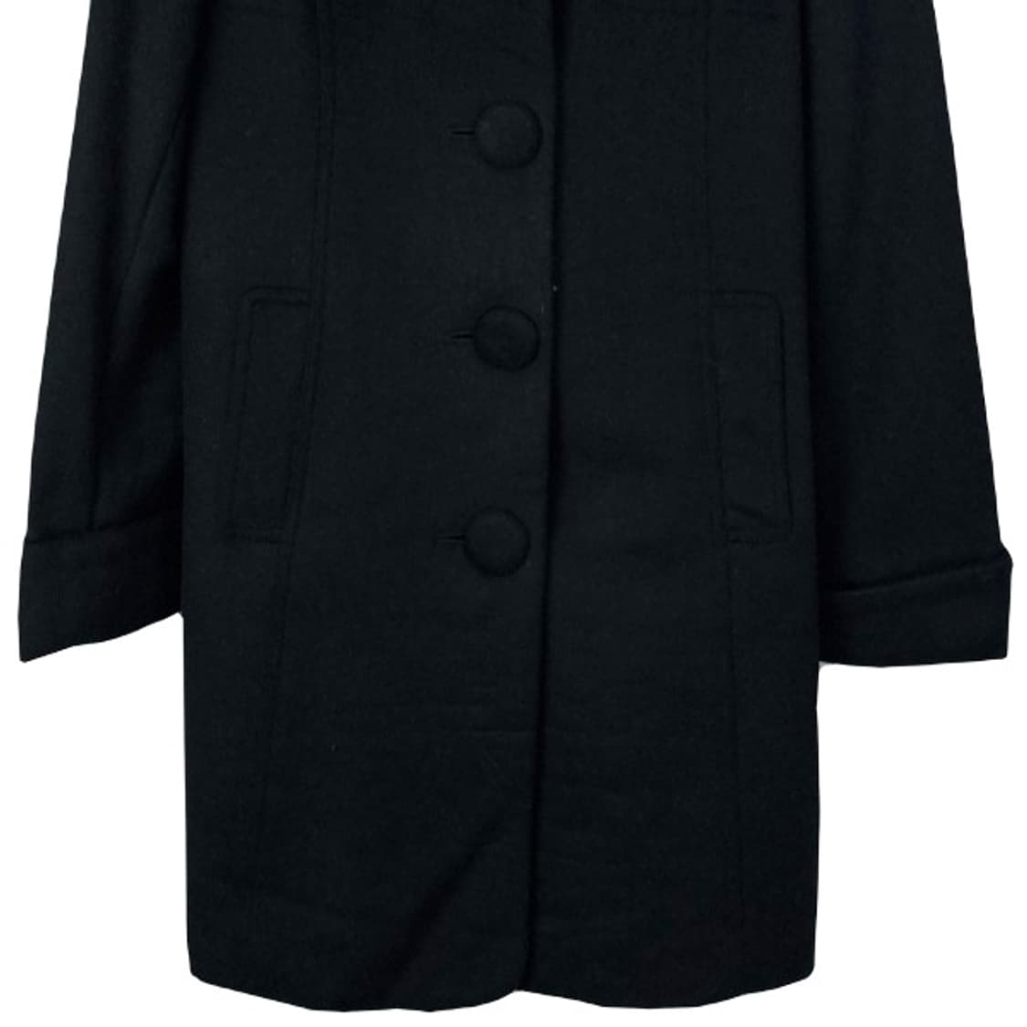 [일본빈티지](새상품) 카라 퍼 앙고라 혼방 모직 코트 블랙 M17050 상품이미지5