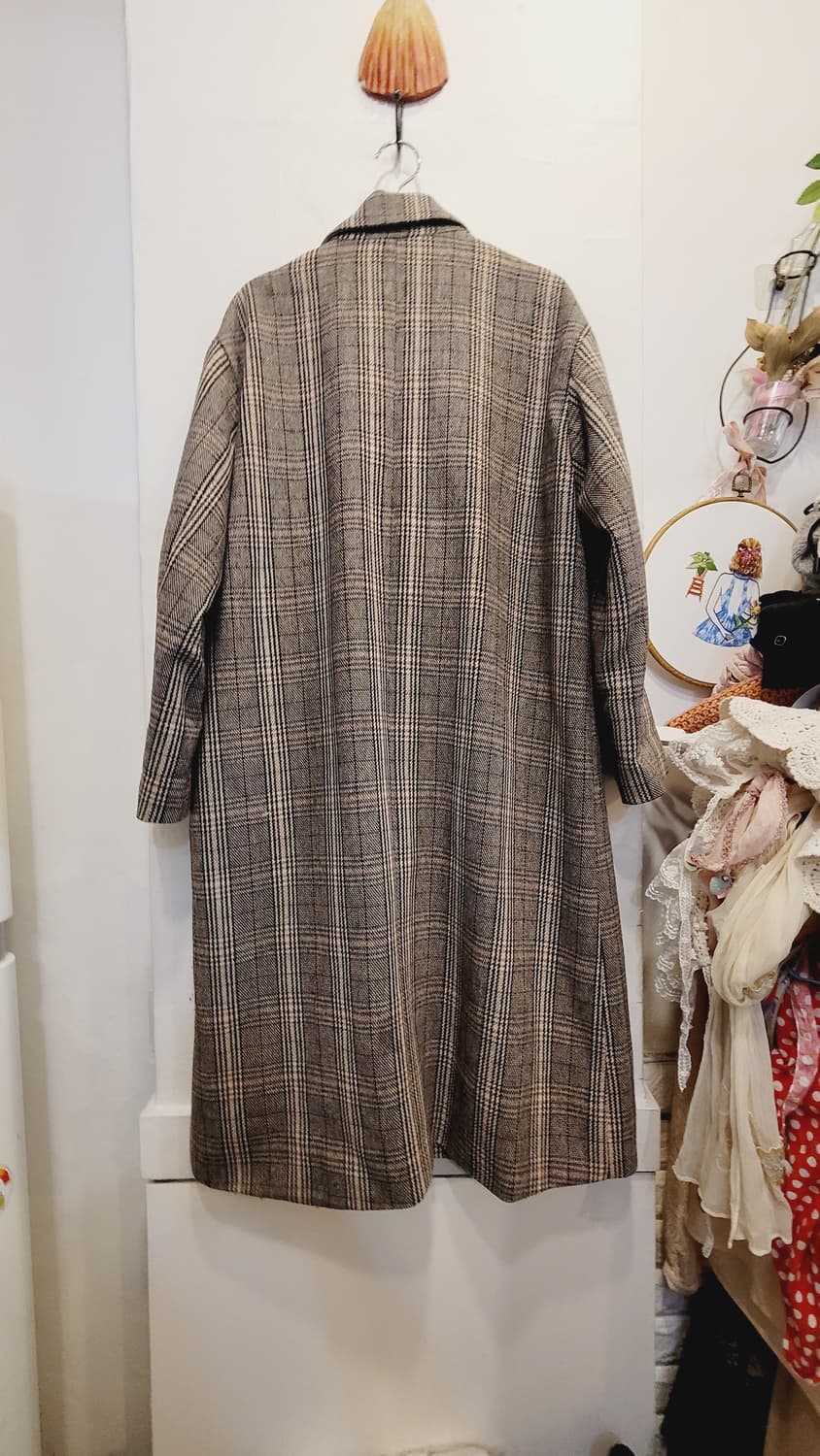 트위 체크 루즈핏 코트 상품이미지3