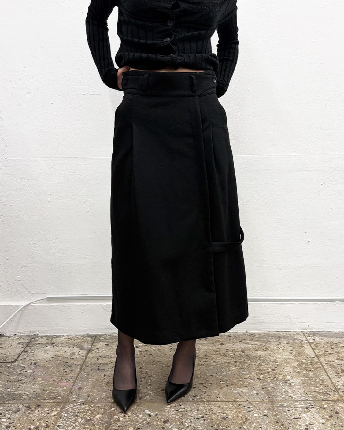빈티지 랩 디테일 롱스커트 상품이미지1