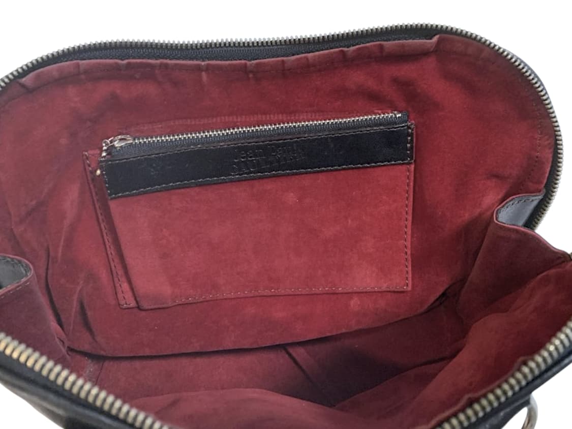 장폴고티에 송아지 가죽 라운드 핸드백 블랙 상품이미지6