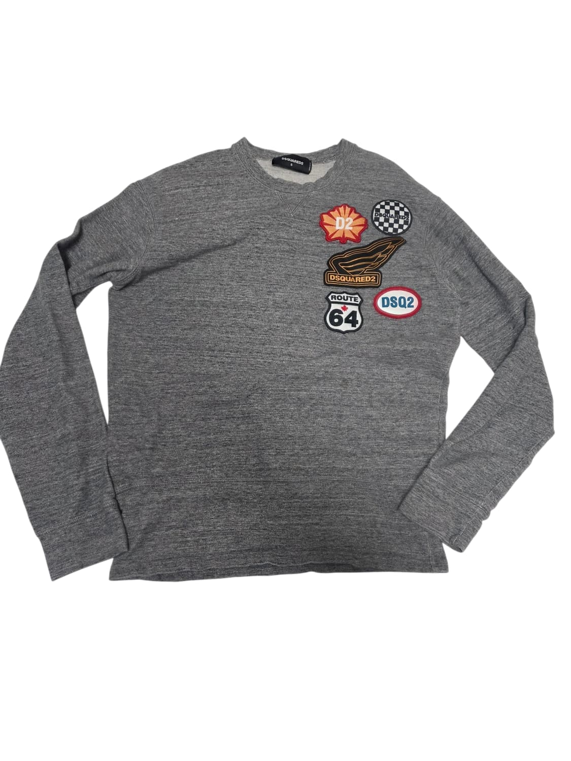 [디스퀘어드2] 빈티지 무드 멀티 패치 그레이 롱슬리브 맨투맨 M (남성 상품이미지1