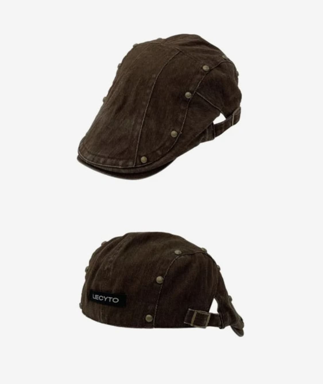 레씨토 스터드 워싱 헌팅캡 브라운  상품이미지1