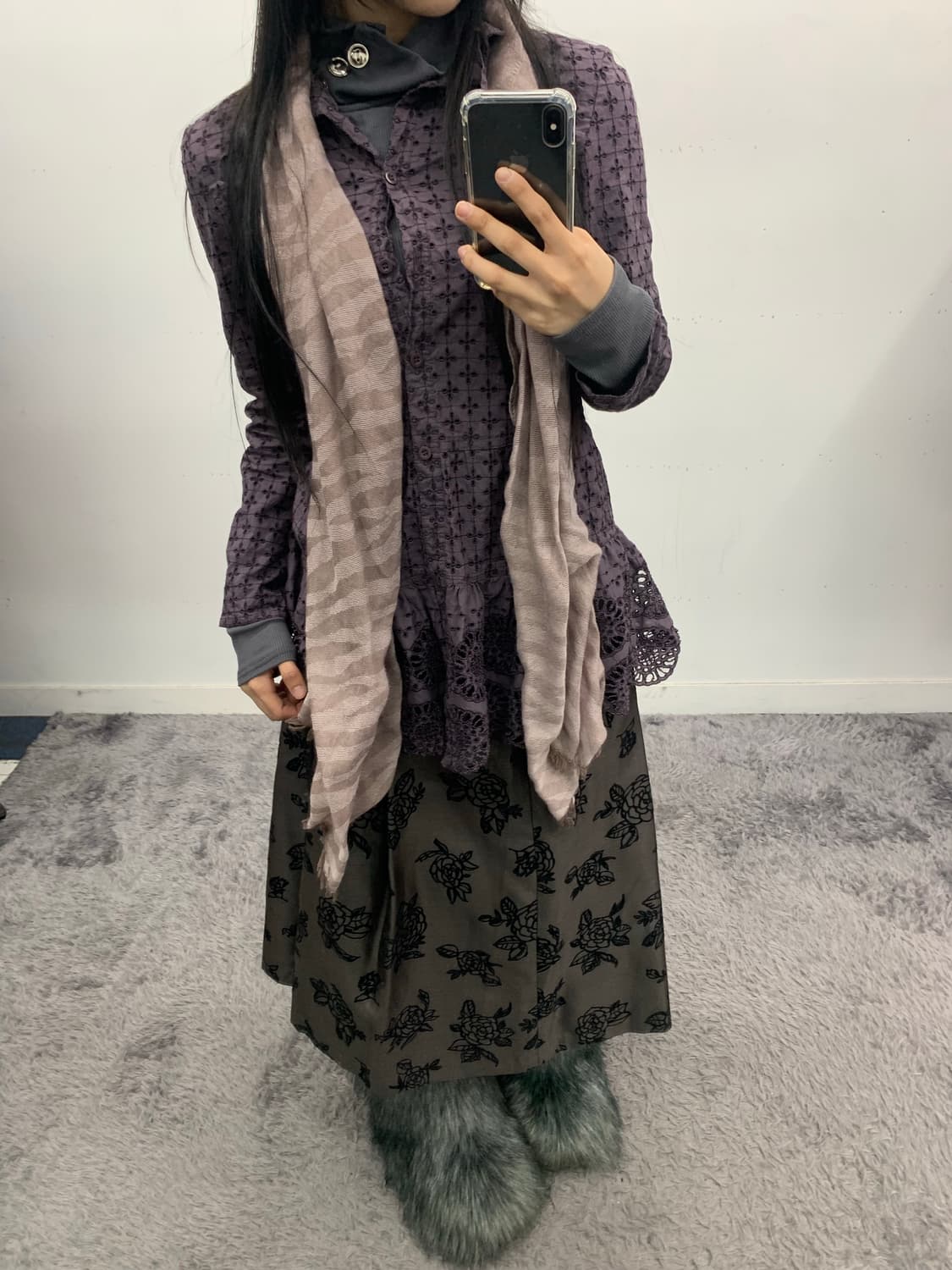 재패니즈 로즈 패턴 스커트 상품이미지3