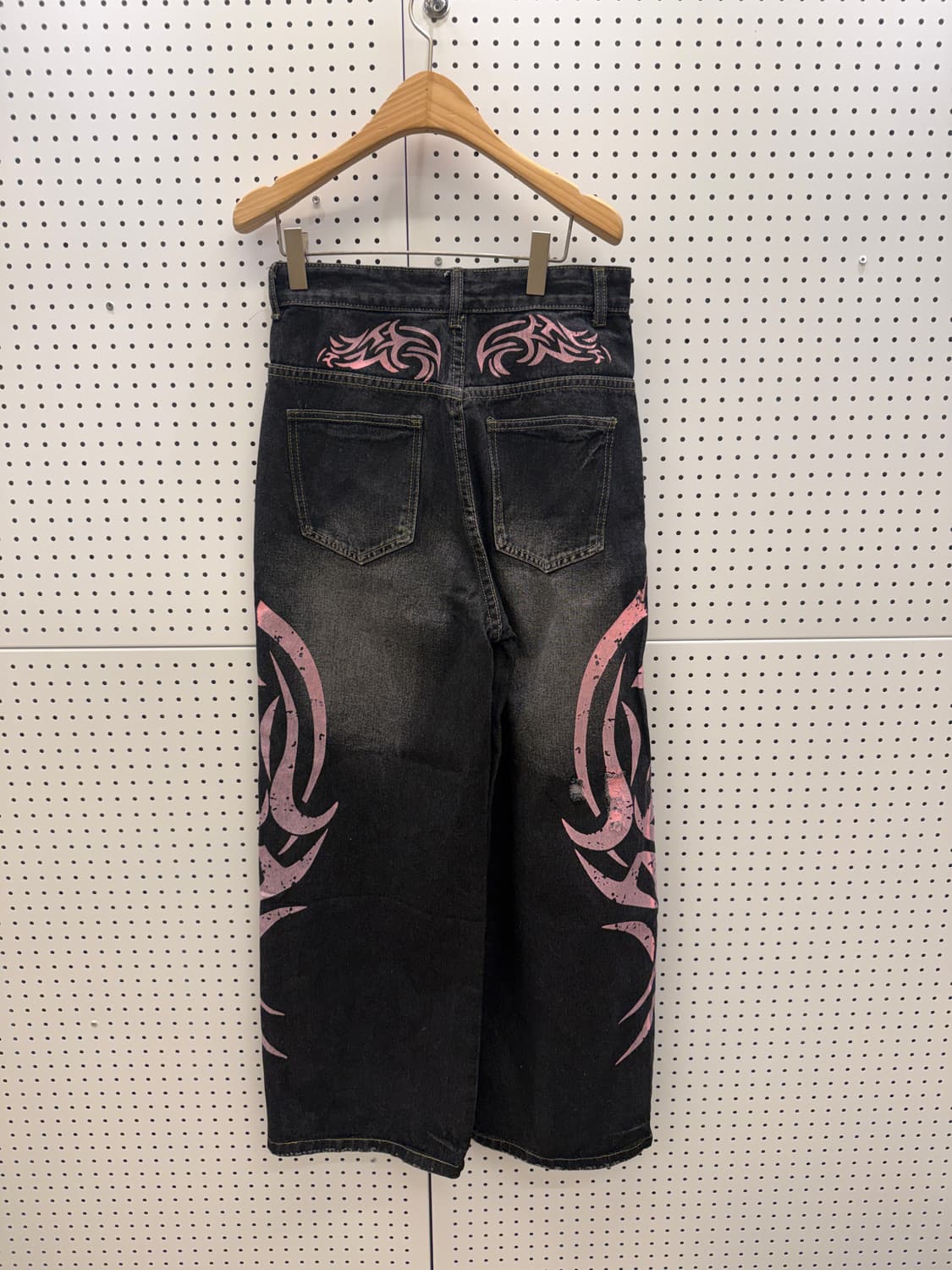 빈티지 흑청 데미지 페인팅 벌룬 데님 팬츠 U886 상품이미지4