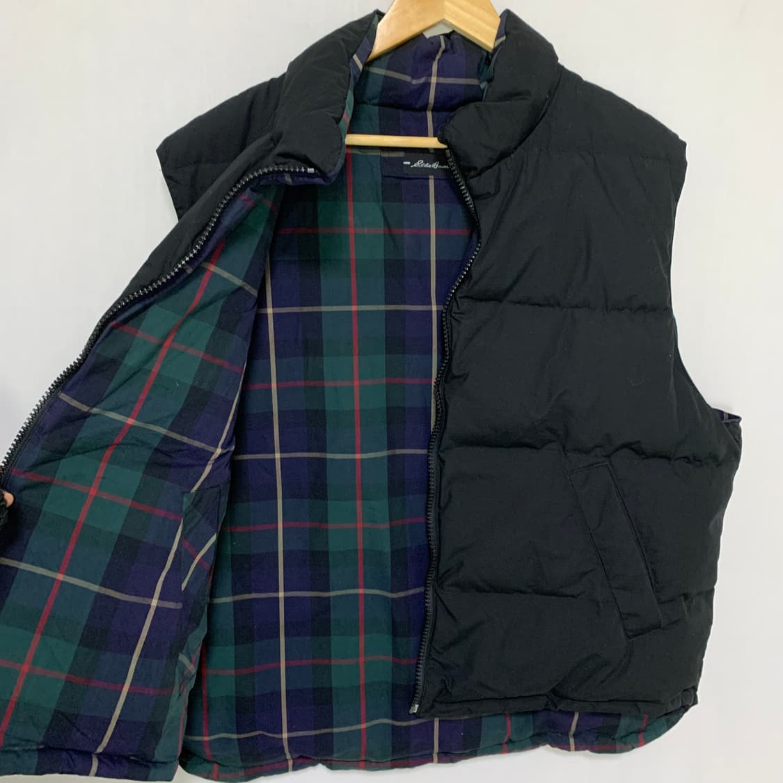 에디바우어 블랙 패딩 조끼 체크 안감 빈티지 베스트 상품이미지4