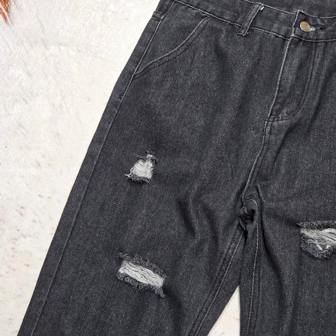 빈티지 Y2K ST 자수 데미지 데님팬츠 상품이미지5