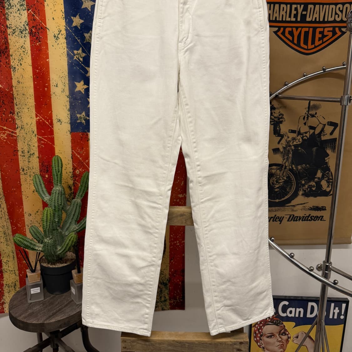 00s 랭글러 재팬라인 로데오 화이트 데님팬츠 레더탭 N864   상품이미지4