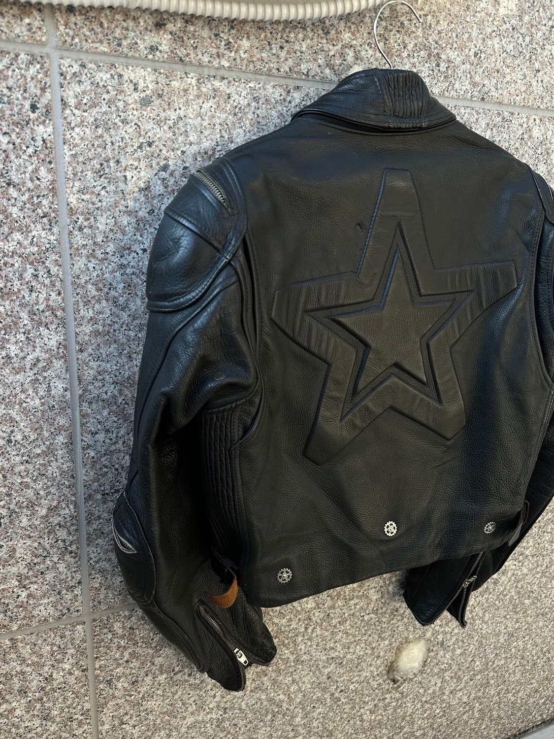 KADOYA 카도야 블랙 레더 레이싱 자켓 스타 패치 상품이미지5