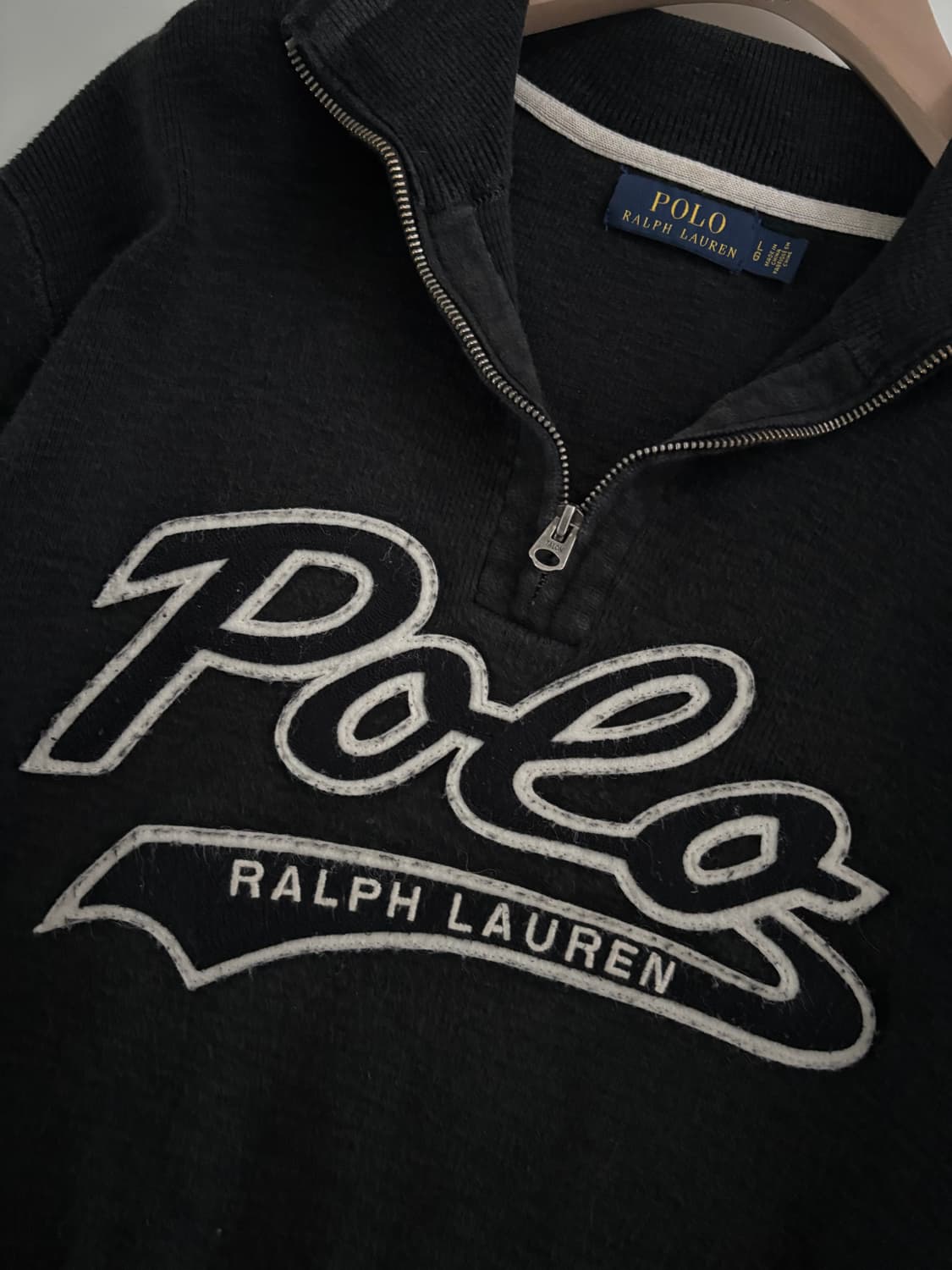 Polo 폴로 랄프로렌 신형 차콜컬러 엠브로이드로고 반집업 니트 상품이미지5