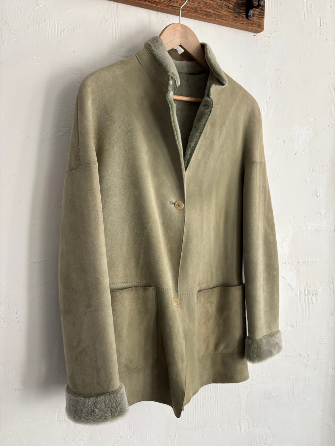 Burberry 버버리 퍼 안감 라이트 카키 시어링 자켓 상품이미지1