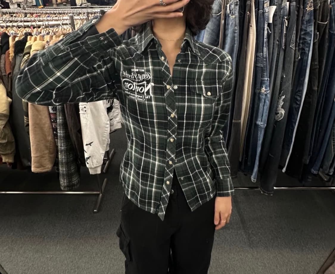 S)Norton 빈티지 카키 플란넬 셔츠 상품이미지1