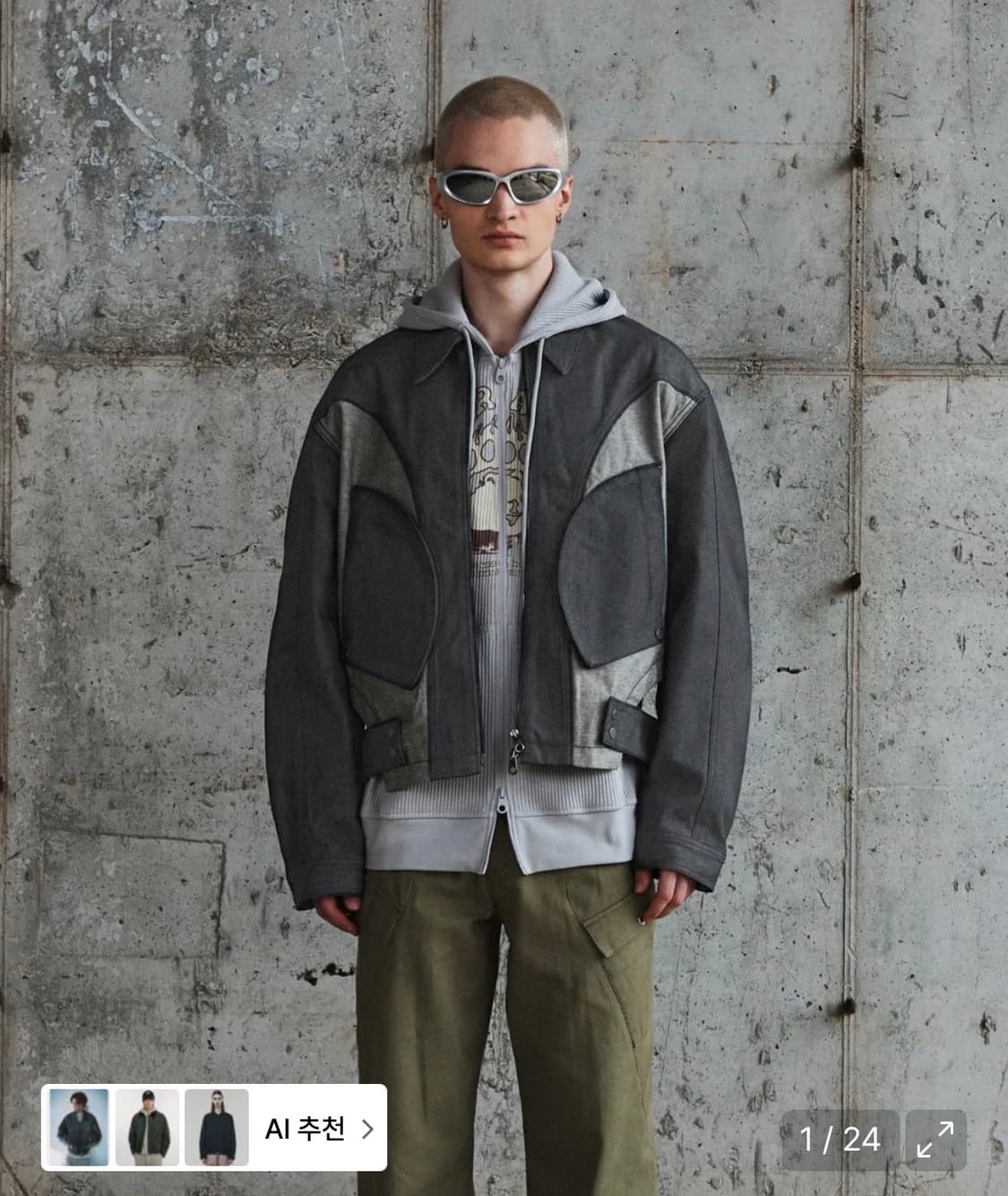 애드오프 SIDE TAP 데님 자켓 그레이 s 상품이미지1