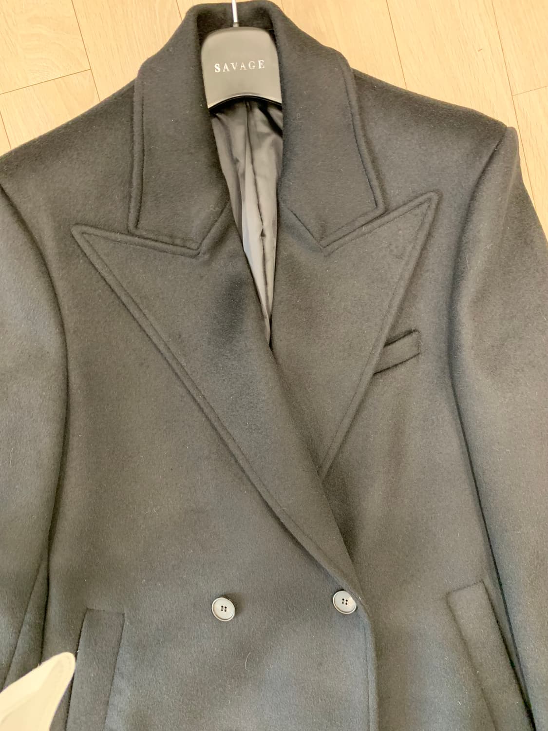 SAVAGE 블랙 더블 롱 코트 L 상품이미지6