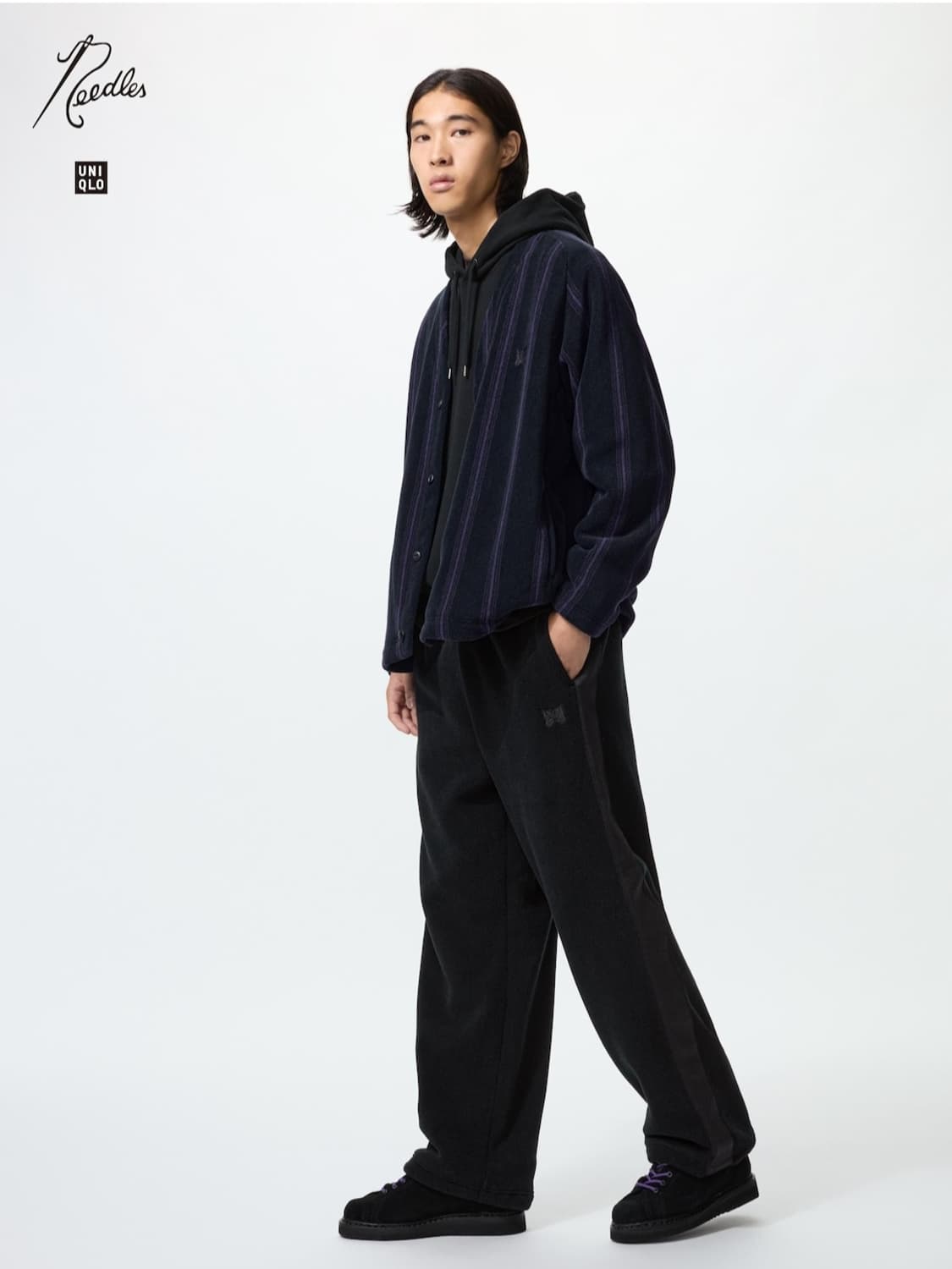 유니클로 × 니들스 후리스 와이드팬츠 블랙 상품이미지3