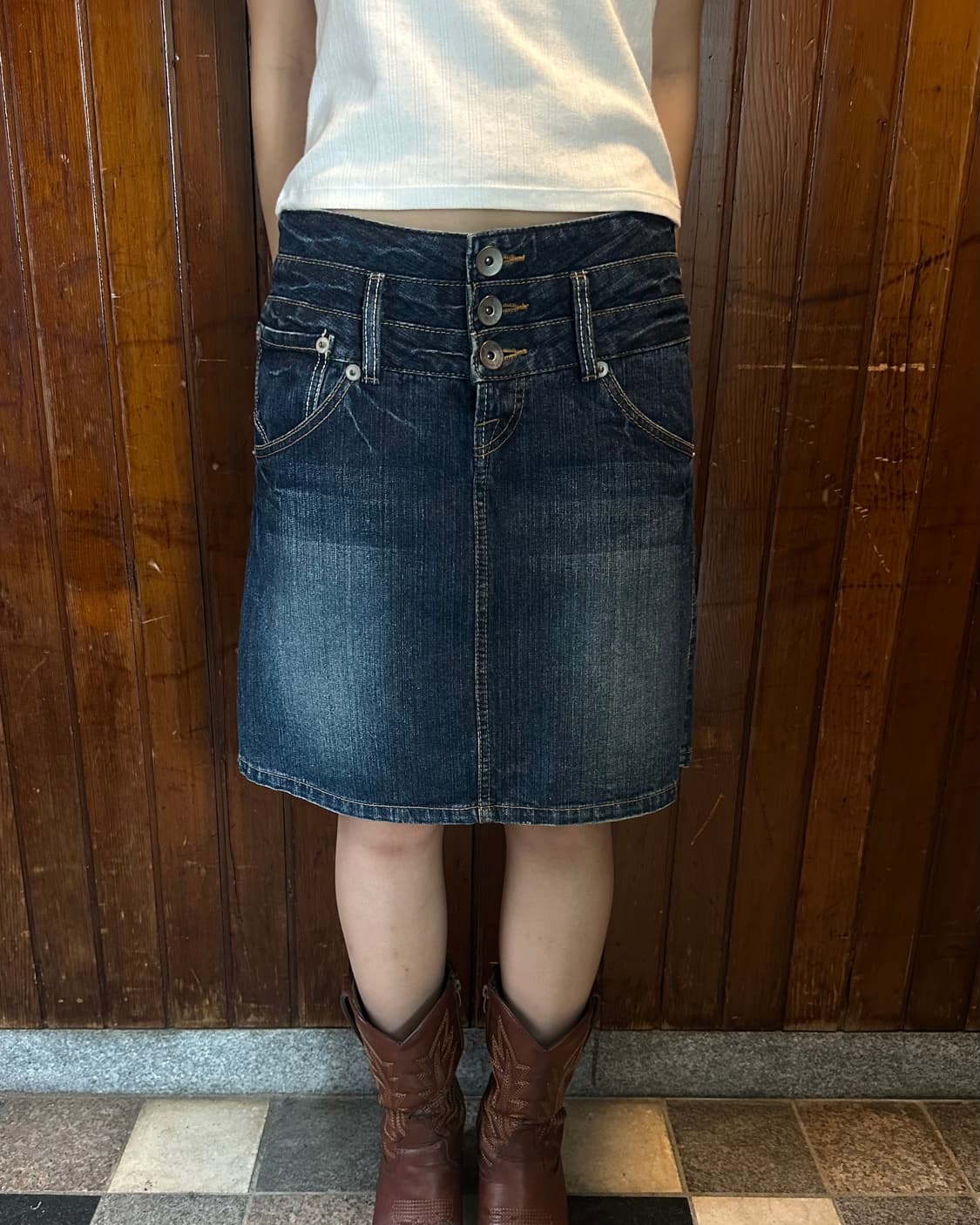 button denim skirt 상품이미지1