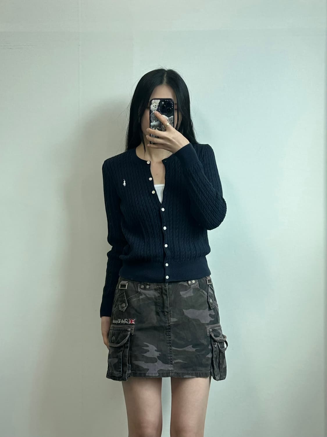 폴로 랄프로렌 자수로고 네이비 꽈배기 니트 가디건 상품이미지1