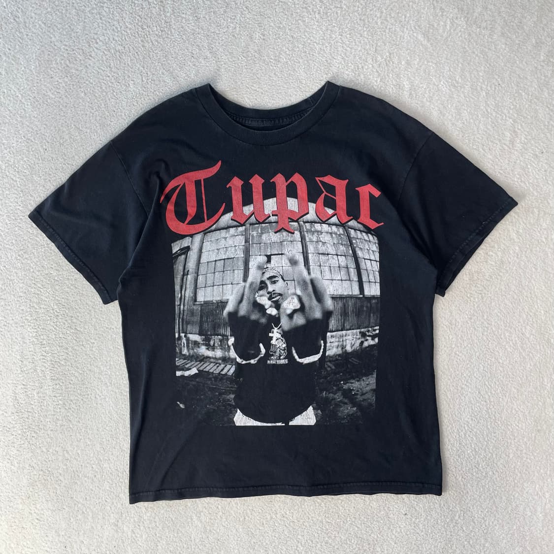 투팍 빈티지 힙합 프린팅 반팔티셔츠  상품이미지1