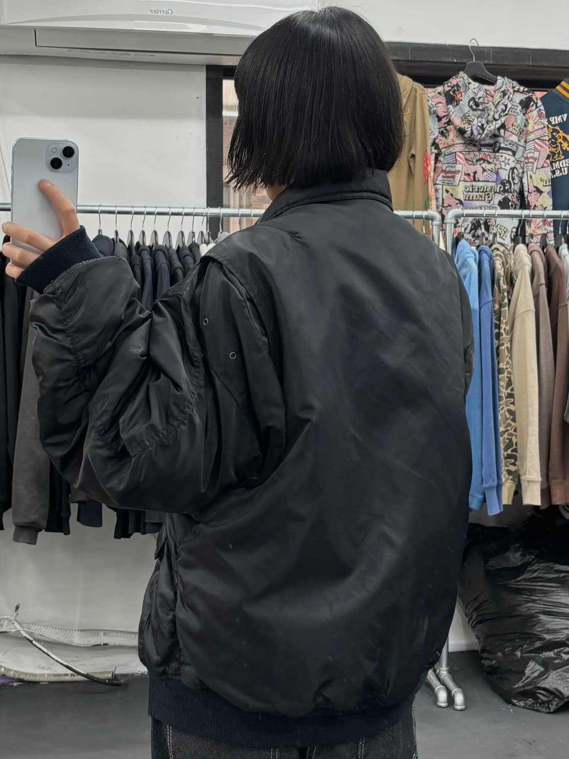 VTG 오버핏 블랙 봄버자켓 상품이미지5