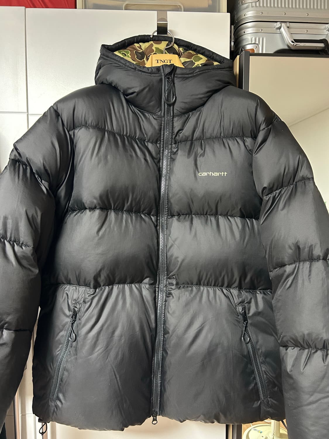 칼하트 wip 토론토 자켓 그린 블랙 카모 덕 L사이즈 판매합니다. 상품이미지3