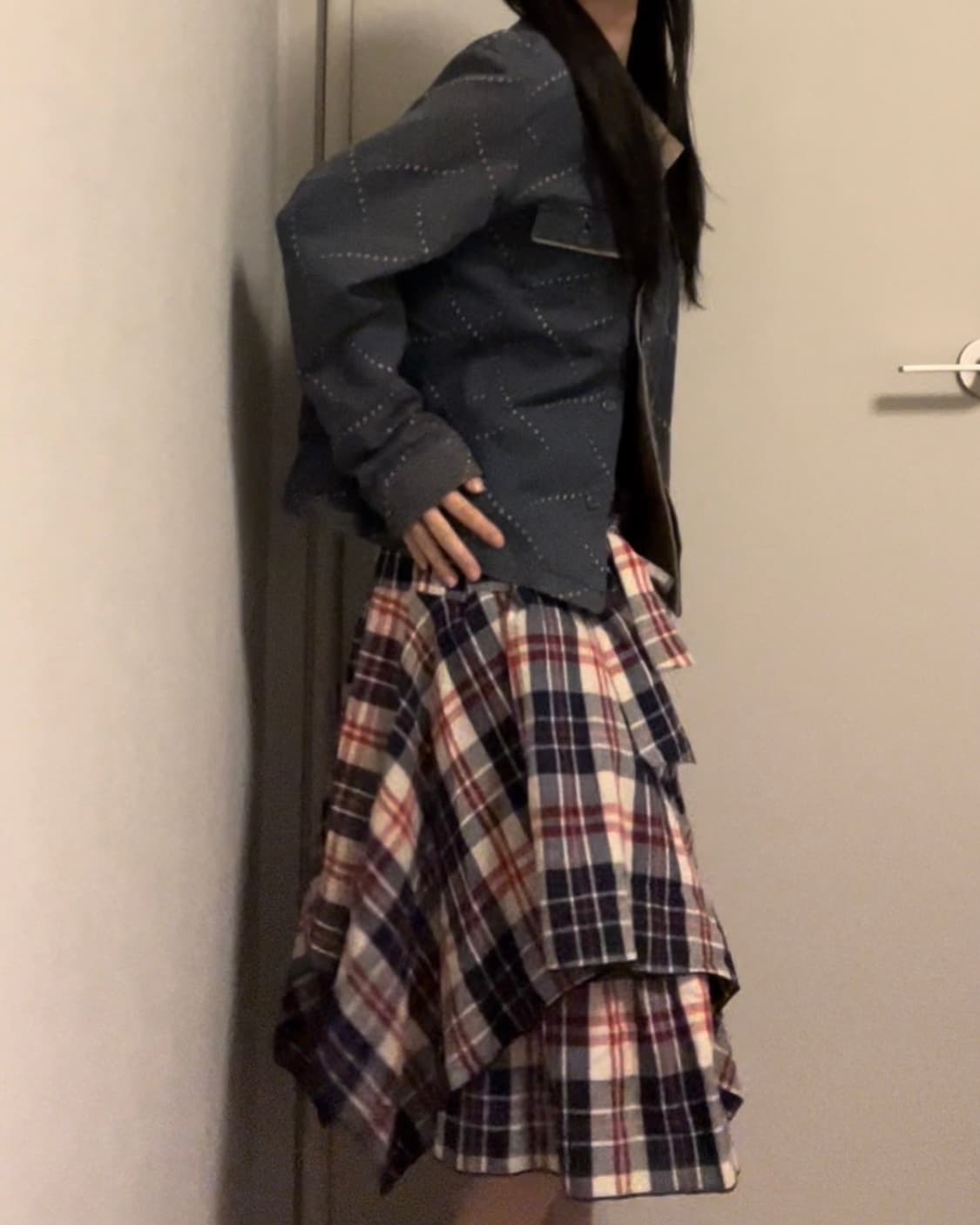 check ribbon midi skirt 상품이미지7