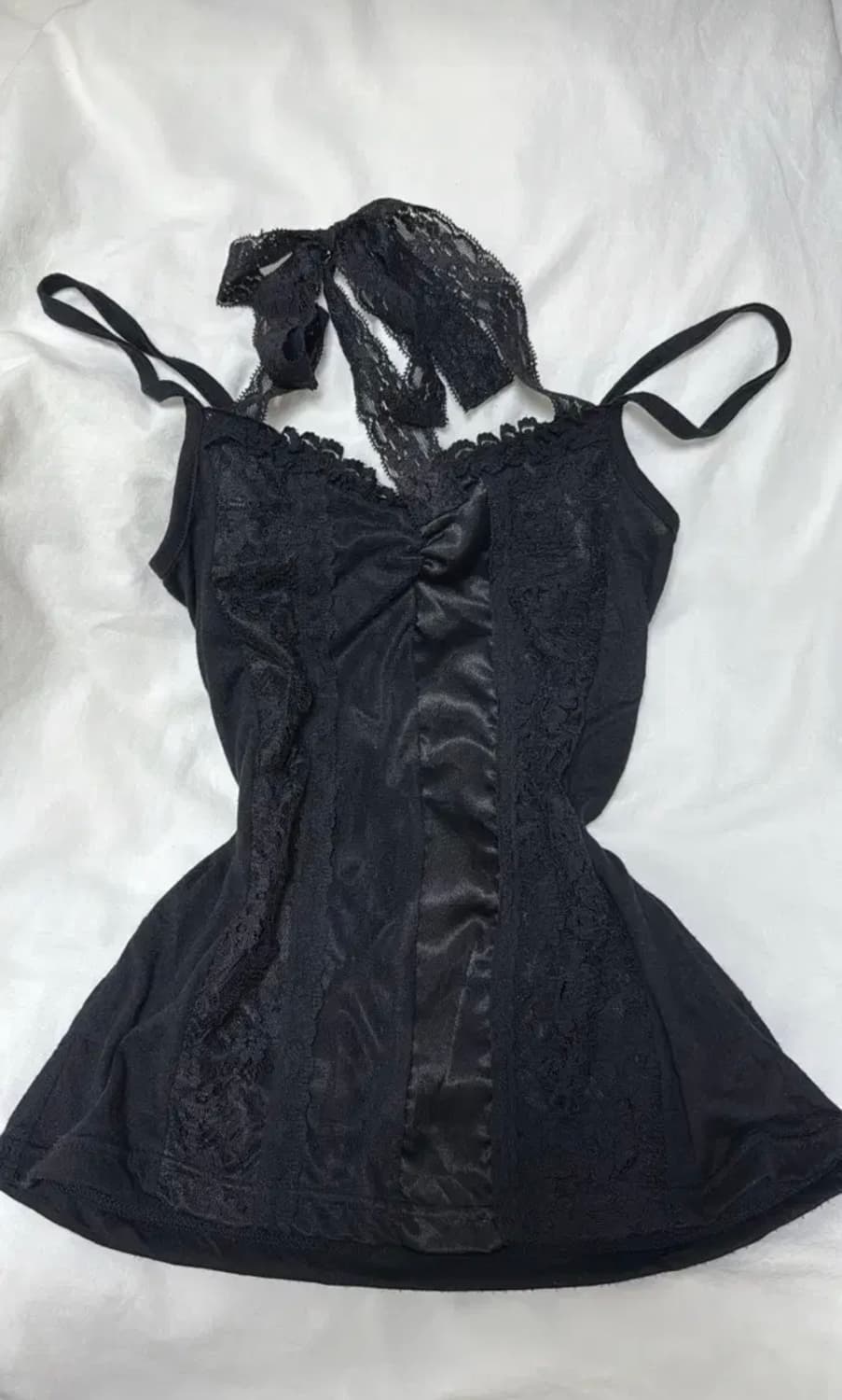 일본빈티지 블랙 레이스 홀터넥 슬립 상품이미지1