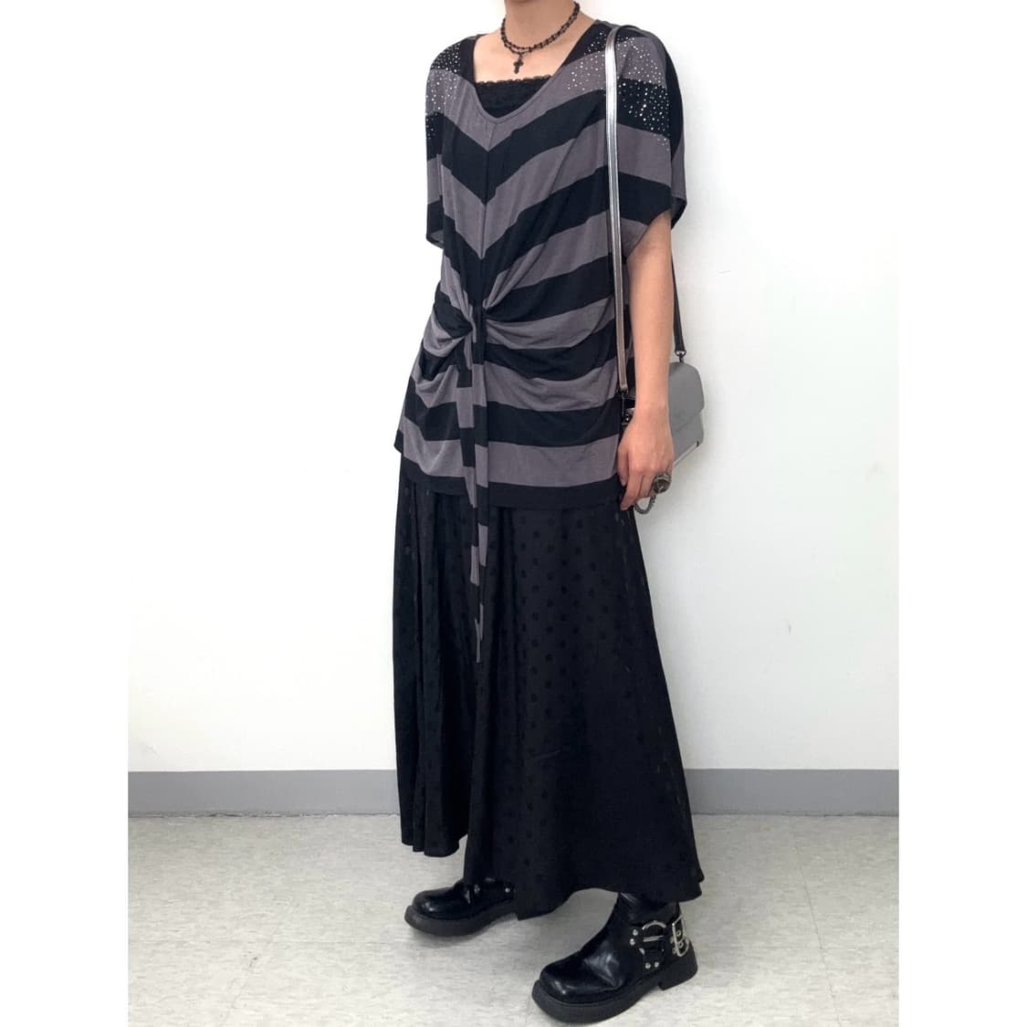 빈티지 블랙 도트 스커트 상품이미지2