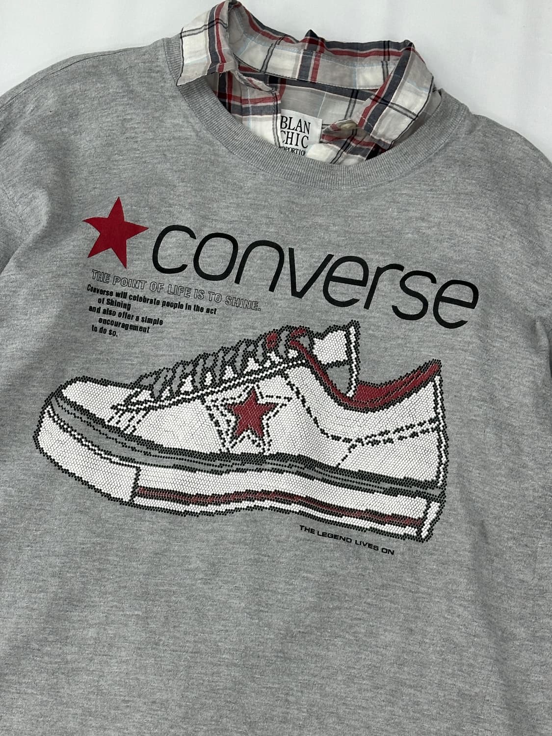 ⭐️하구미의 괴짜코디세트 ⭐️체크 컨버스 반팔티셔츠 오버핏 일본 빈티지 상품이미지5